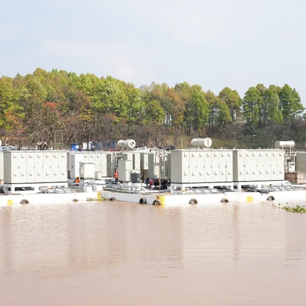 Floating solar panel installation on water